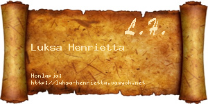 Luksa Henrietta névjegykártya